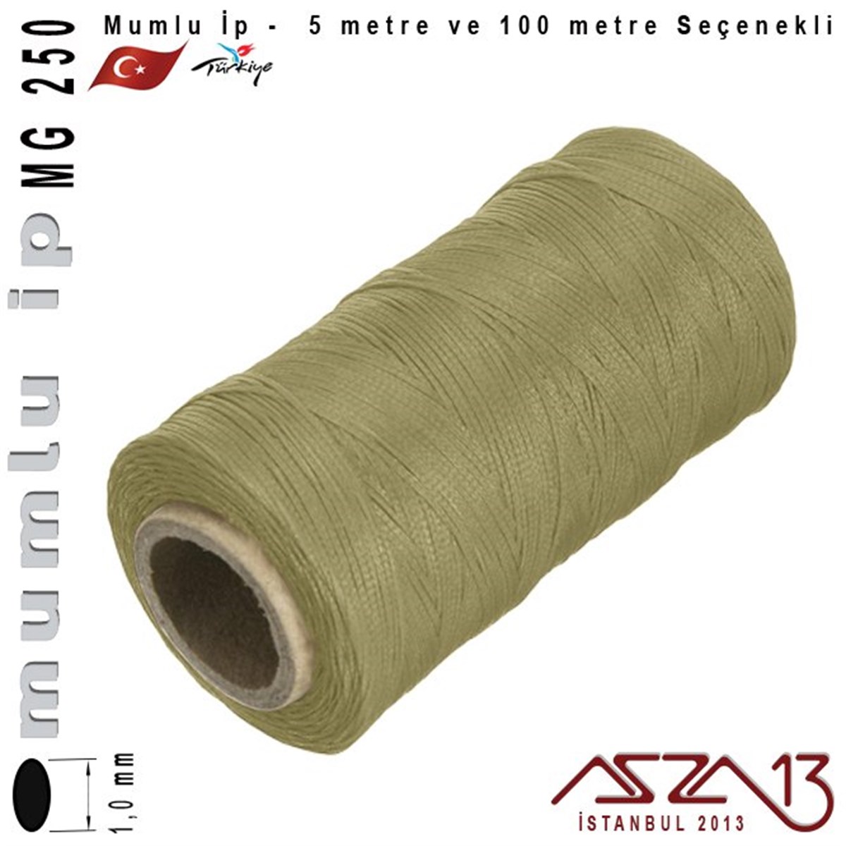 İpler, Kordonlar, MisinalarTAKI MALZEMEKord İplikMG 250, Megafil Extra Mumlu İp - 1,0 mm Kalınlıkta / 5 veya 100 metre