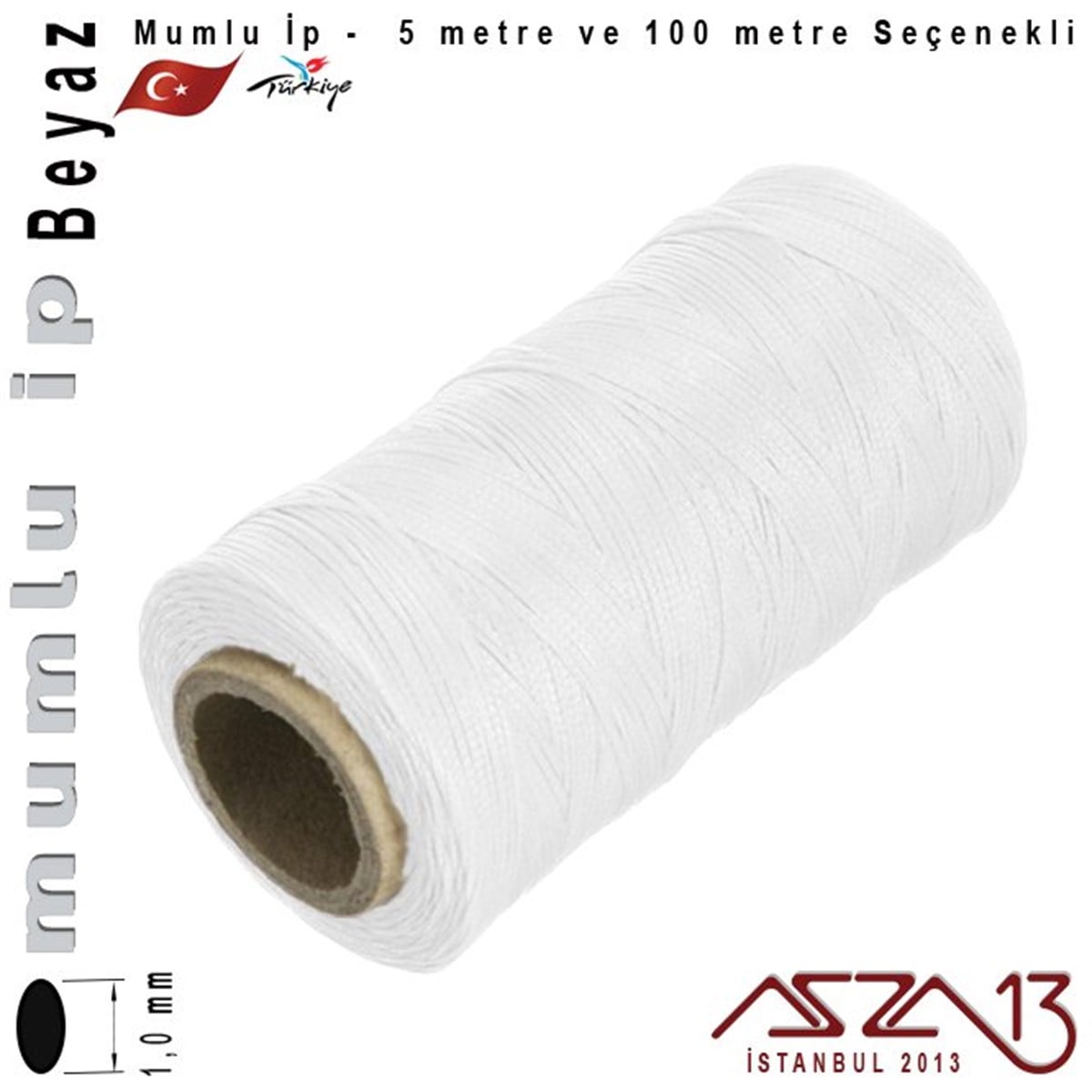 İpler, Kordonlar, MisinalarTAKI MALZEMEKord İplikMG White, Megafil Extra Mumlu İp - 1,0 mm Kalınlıkta / 5 veya 100 metre