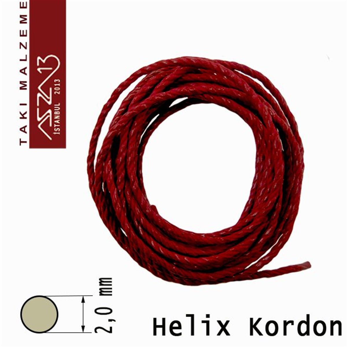 İpler, Kordonlar, MisinalarTAKI MALZEMEKord İplikDoğal Pamuk, 2,00 mm Bordo Rengi Kordon / Paket İçeriği 3 m