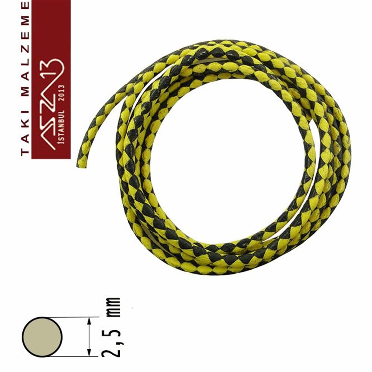 İpler, Kordonlar, MisinalarTAKI MALZEMEKord İplikDoğal Pamuk, 2,50 mm Sarı Lacivert Renk Kordon / Paket İçeriği 1 m