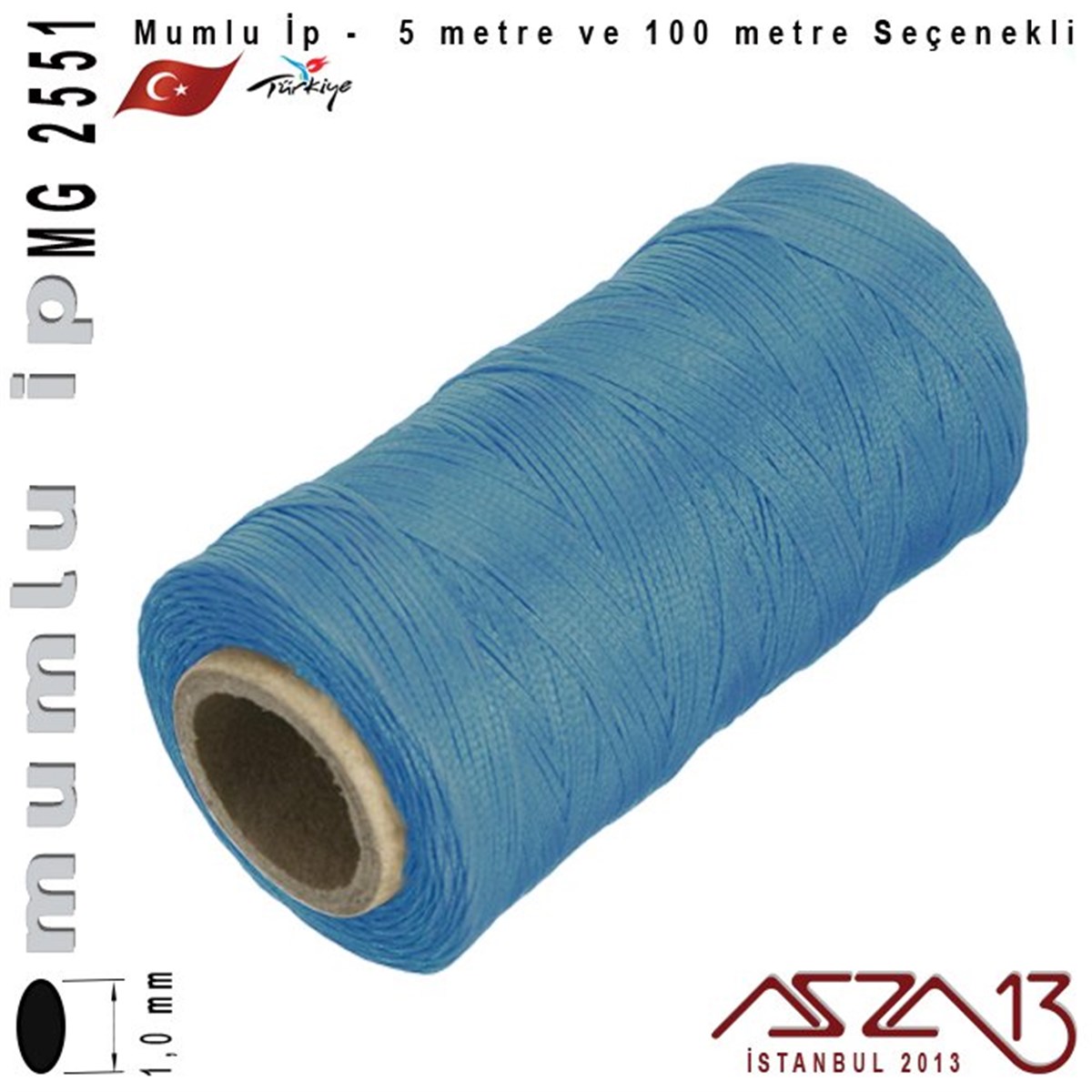 İpler, Kordonlar, MisinalarTAKI MALZEMEKord İplikMG 2551, Megafil Extra Mumlu İp - 1,0 mm Kalınlıkta / 5 veya 100 metre