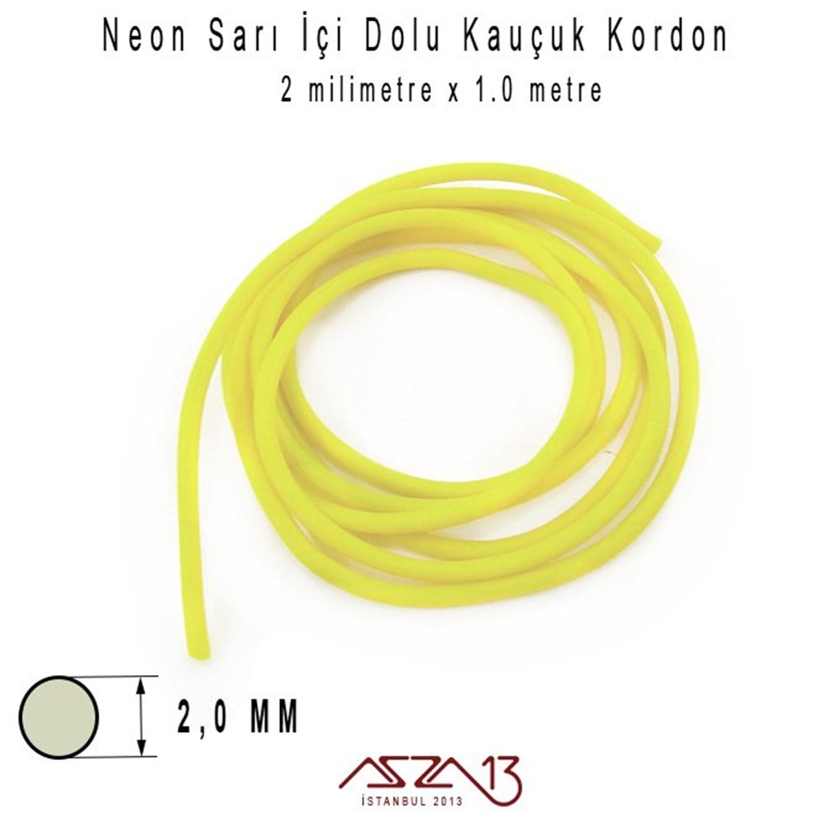 İpler, Kordonlar, MisinalarTAKI MALZEMEMarkasızNeon Sarı 2,00 mm Kauçuk Esnek Kordon / Paket İçeriği 1 m