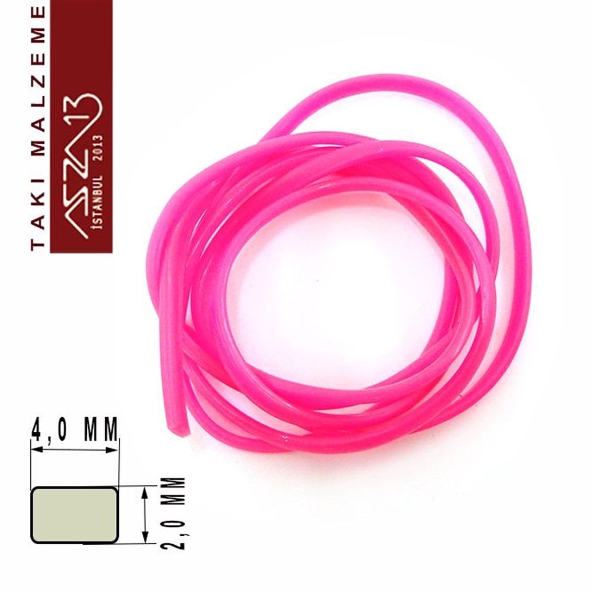 İpler, Kordonlar, MisinalarTAKI MALZEMEMarkasızNeon Pembe 2,00x4,00 mm Kauçuk Esnek Kordon / Paket İçeriği 1 m