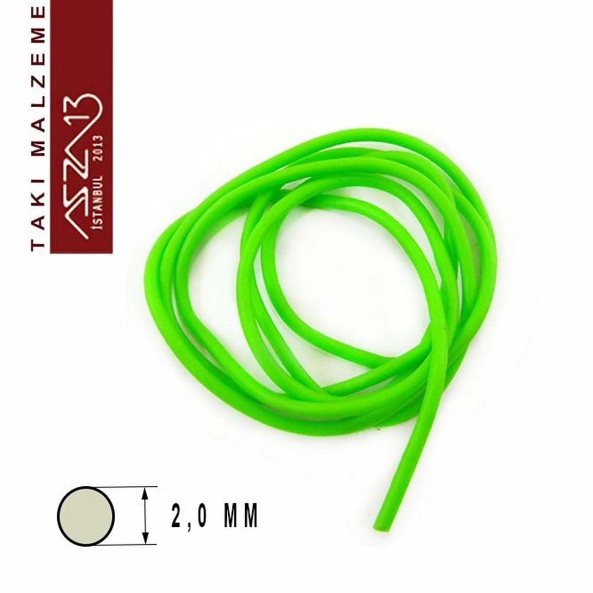 İpler, Kordonlar, MisinalarTAKI MALZEMEMarkasızNeon Yeşil 2,00 mm Kauçuk Esnek Kordon / Paket İçeriği 1 m