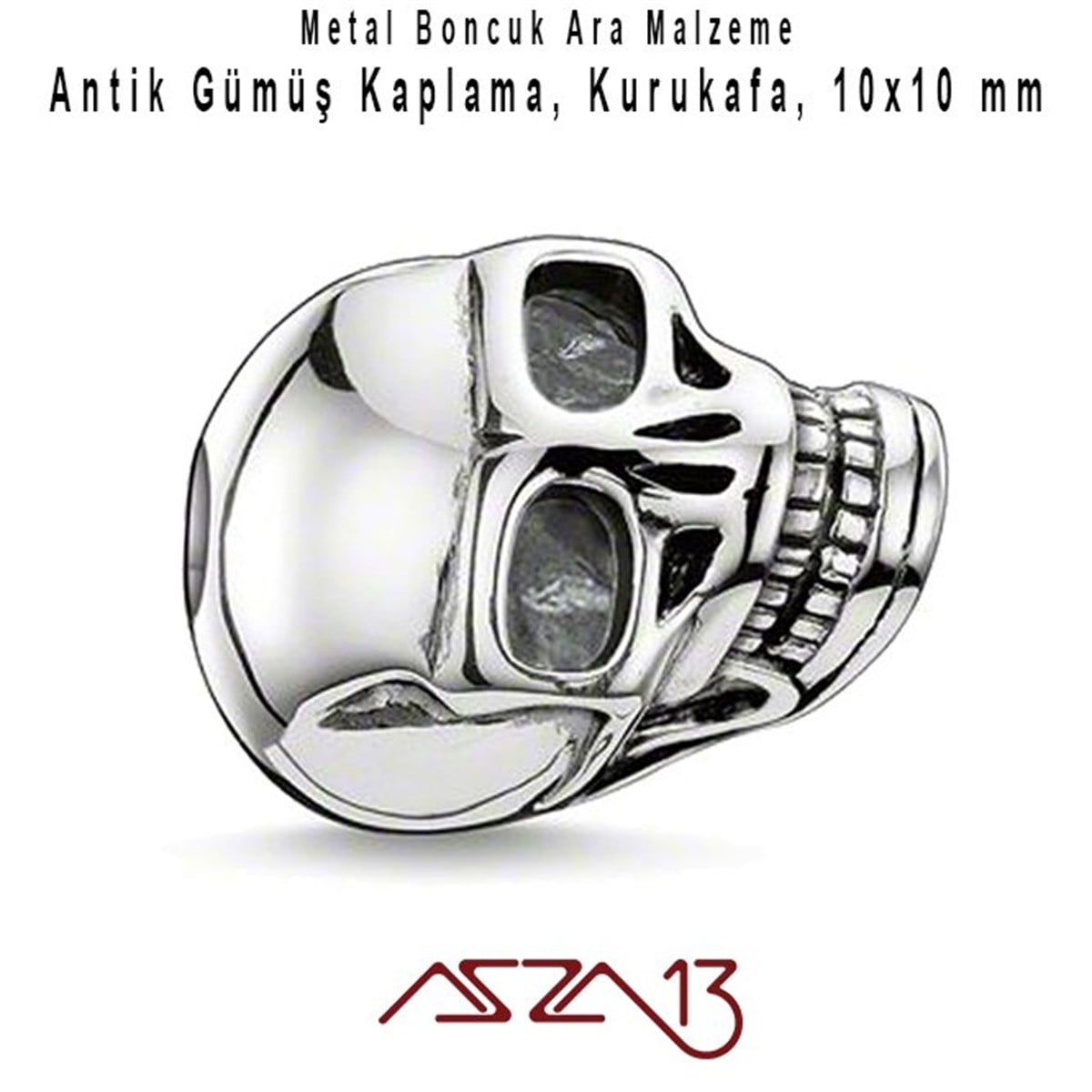 Kaplamalı ve Kaplamasız Metal Ara ParçalarTAKI MALZEMEMarkasızAntik Gümüş 10 mm Pirinç Kurukafa / Paket İçeriği 1 Adet