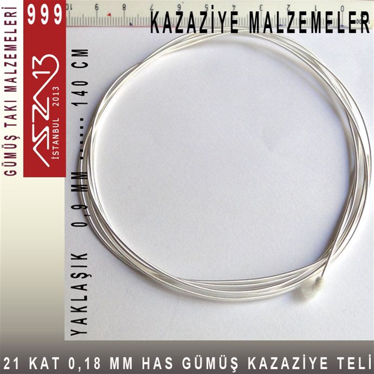 Kazaziye Tasarım MalzemeleriGÜMÜŞazza1321 Kat (18 Mikron Telden), 140 cm, 1000K Gümüş Kazaziye Teli / Paket İçeriği 1 Adet