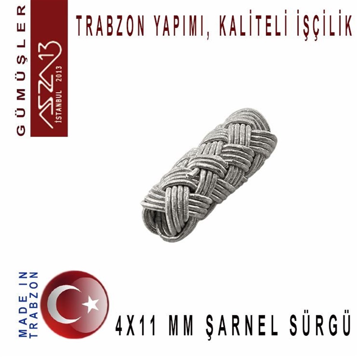 Kazaziye Tasarım MalzemeleriGÜMÜŞazza134x11 mm Şarnel 1000K Gümüş Kazaziye Sürgü / Paket İçeriği 1Adet