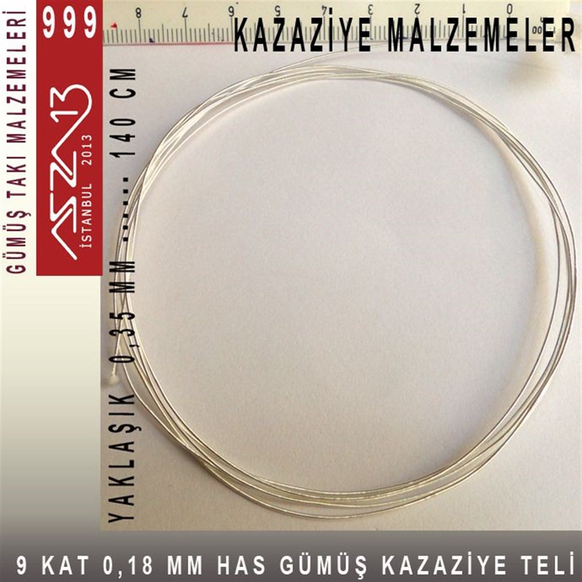 Kazaziye Tasarım MalzemeleriGÜMÜŞazza139 Kat (18 Mikron Telden), 140 cm, 1000K Gümüş Kazaziye Teli / Paket İçeriği 1 Adet