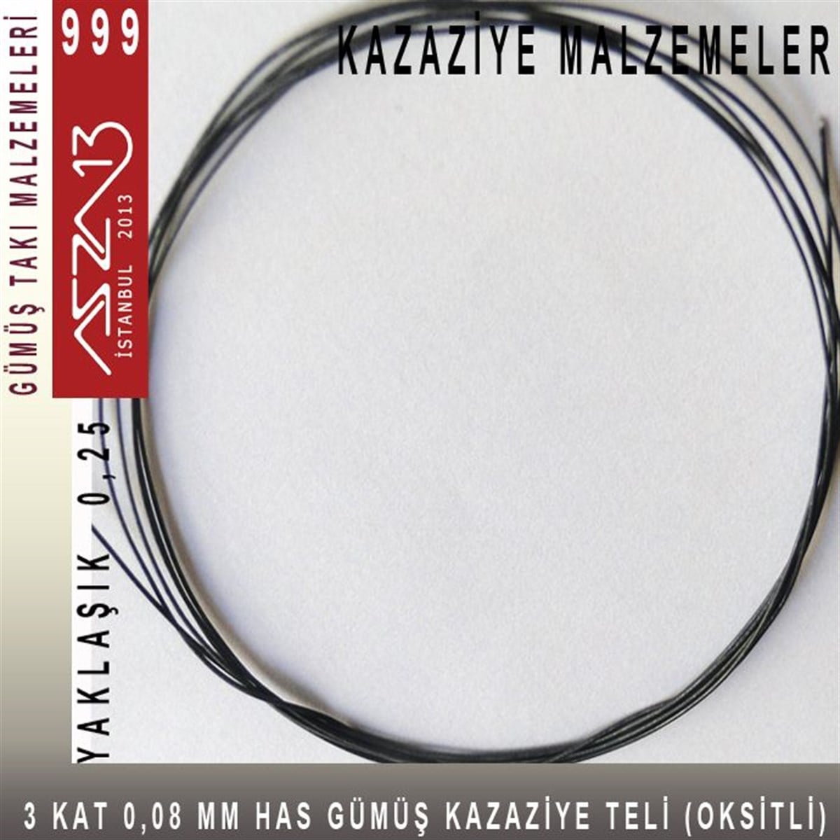 Kazaziye TelGÜMÜŞazza133 Kat (8 Mikron Telden), 140 cm, 1000K Gümüş Oksitli Kazaziye Teli / Paket İçeriği 1 Adet
