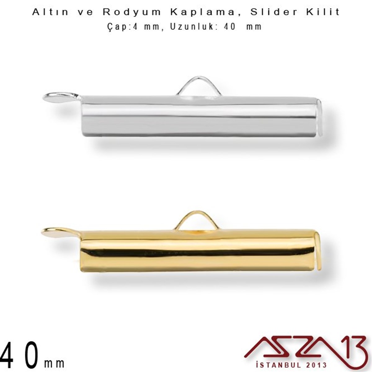 Kilit, KlipsTAKI MALZEMEMarkasızAltın / Gümüş Kaplama, 40 mm Slider Kilit Kapama / Paket İçeriği 2 Adet