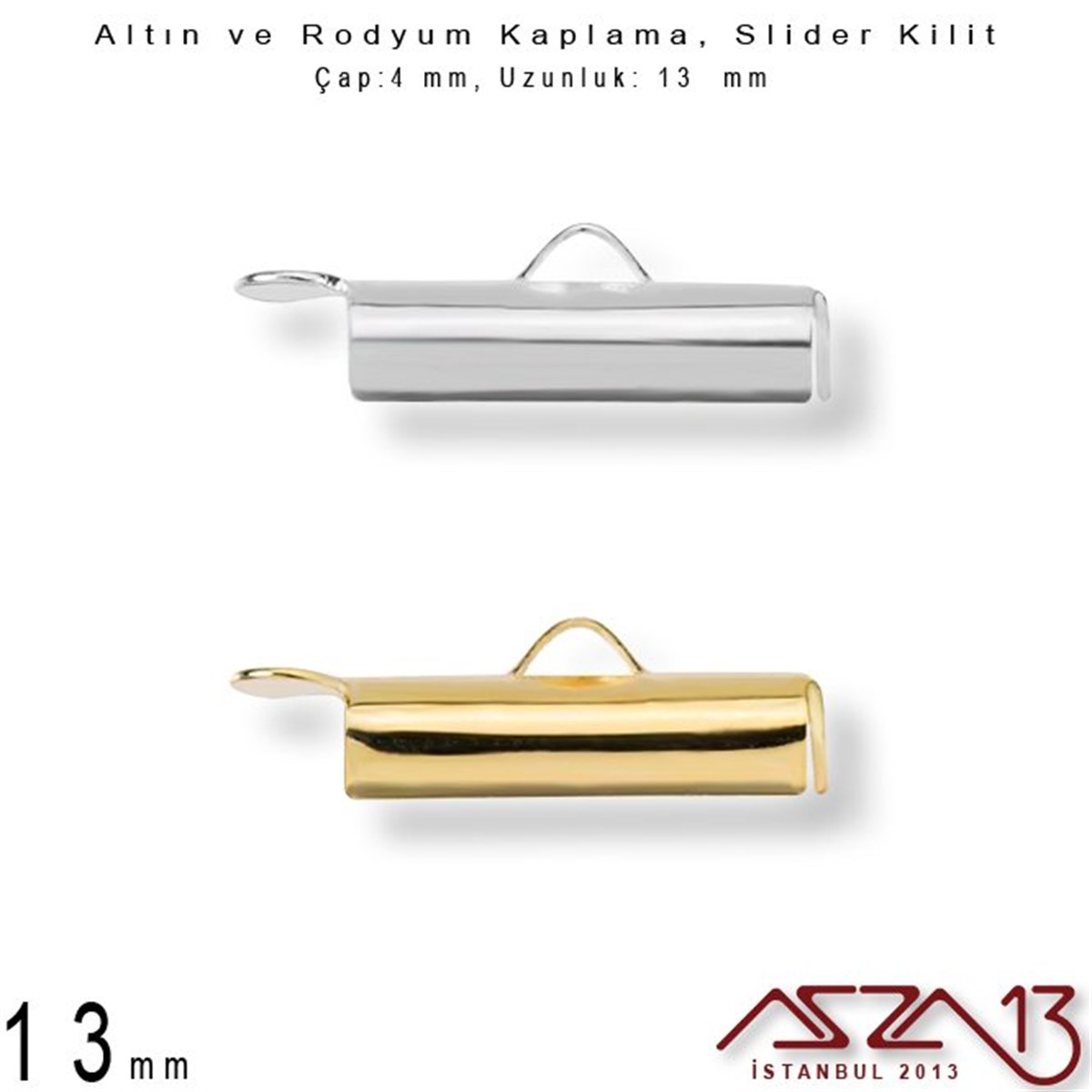 Kilit, KlipsTAKI MALZEMEMarkasızAltın / Gümüş Kaplama, 13 mm Slider Kilit Kapama / Paket İçeriği 2 Adet