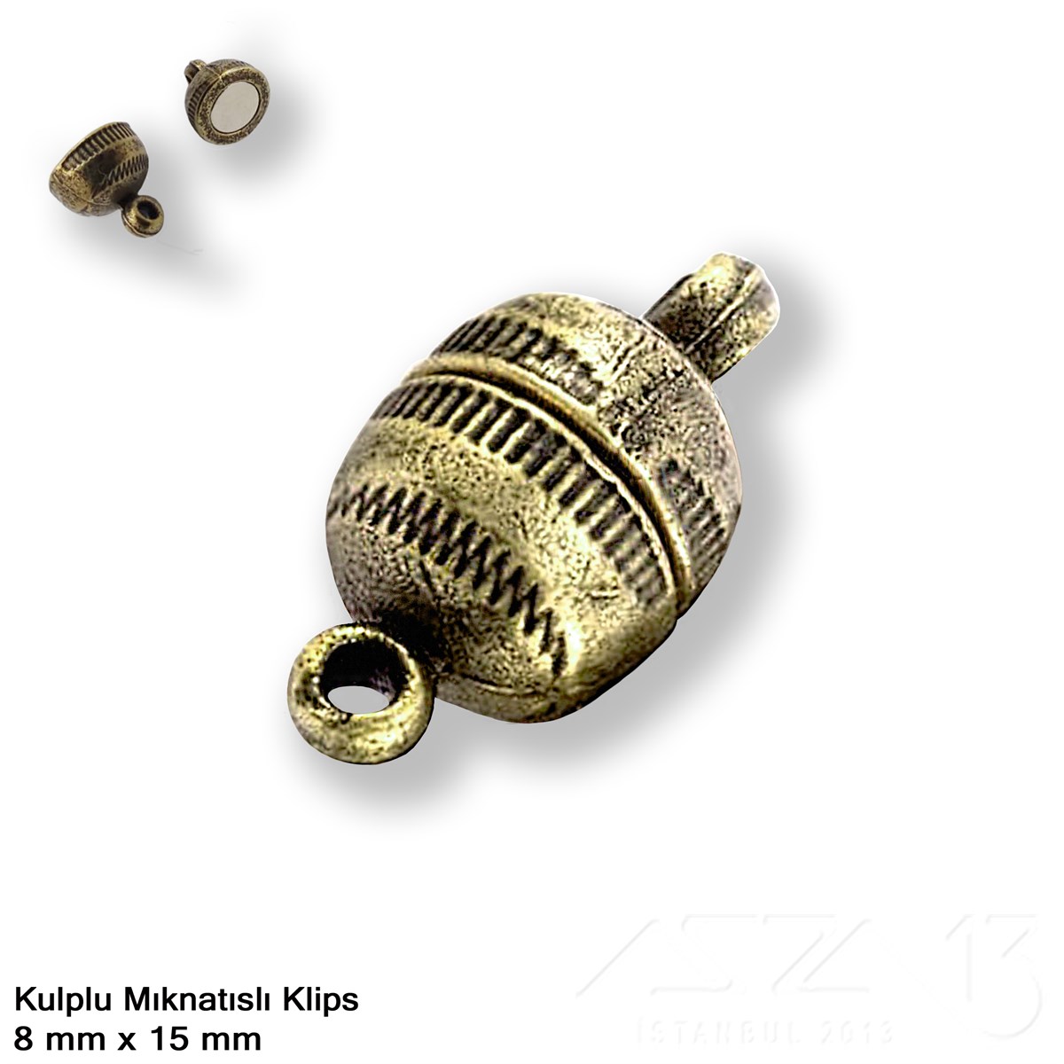 Klips, Kilit  / Mıknatıslı KlipsMıknatıslı Kilit, KlipsMarkasız06.Tm.61.Kt.006Klips - Mıknatıslı - Kulplu, Top, Antik Pirinç Kaplamalı - 15 mm / 1 Adet