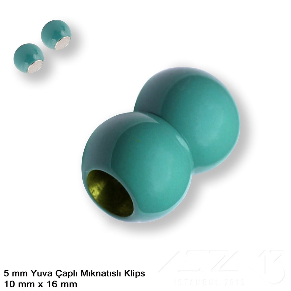 Klips, Kilit  / Mıknatıslı KlipsMıknatıslı Kilit, KlipsMarkasız06.Tm.61.Kt.018Klips - Mıknatıslı - Yuvalı, Çift Toplu, Turkuaz Toz Boya Kaplamalı - 5 mm / 1 Adet