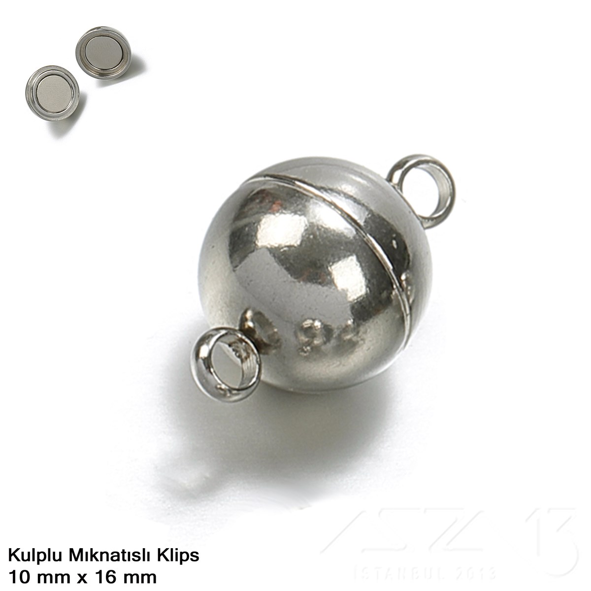 Klips, Kilit  / Mıknatıslı KlipsMıknatıslı Kilit, KlipsMarkasız06.Tm.61.Kt.146Klips - Mıknatıslı - Kulplu, Top, Gümüş Kaplamalı - 10 mm / 1 Adet