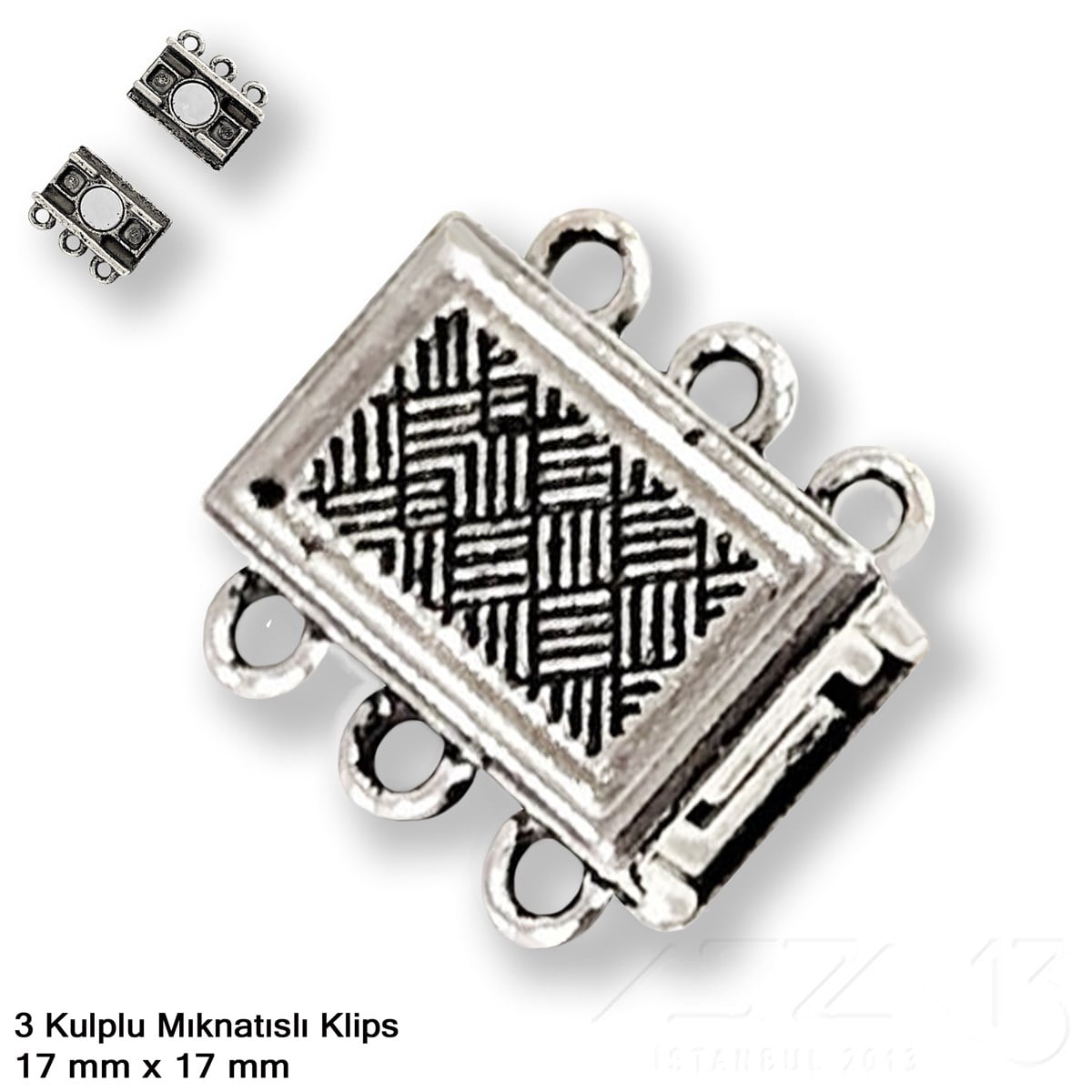 Klips, Kilit  / Mıknatıslı KlipsMıknatıslı Kilit, KlipsMarkasız06.Tm.61.Kt.139Klips - Mıknatıslı - Üç Kulplu ve Antik Gümüş Kaplamalı - 17x17 mm / 1 Adet