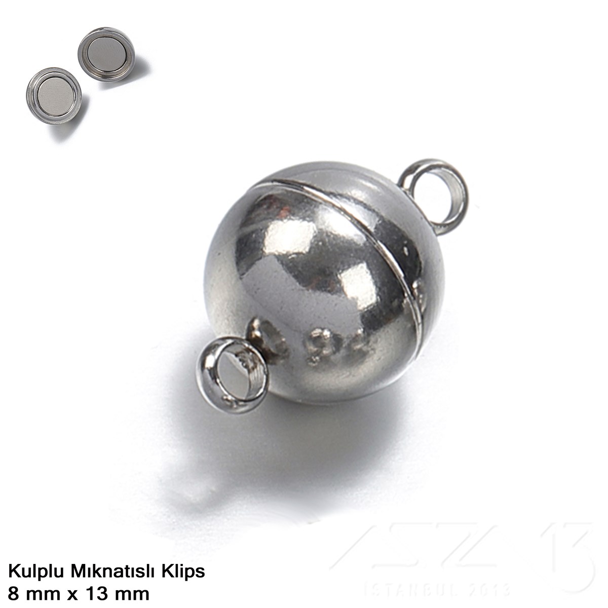 Klips, Kilit  / Mıknatıslı KlipsPapağan - Istakoz Kilit, Klipsazza1306.Tm.61.Kt.043Klips - Mıknatıslı - Kulplu, Top, 316L Çelik - 8 mm / 1 Adet