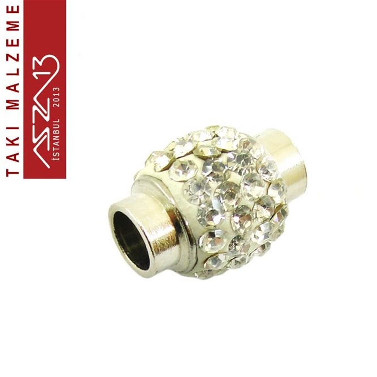 Klipsler, Kancalar, Bitler, Kapamalar, HalkalarTAKI MALZEMEMarkasız5,5 mm Yuva Çap'lı Nikel, 1.3x1.8 cm Kristal Taşlı, Silindirik Mıknatıslı Kilit / Paket İçeriği 1 Adet