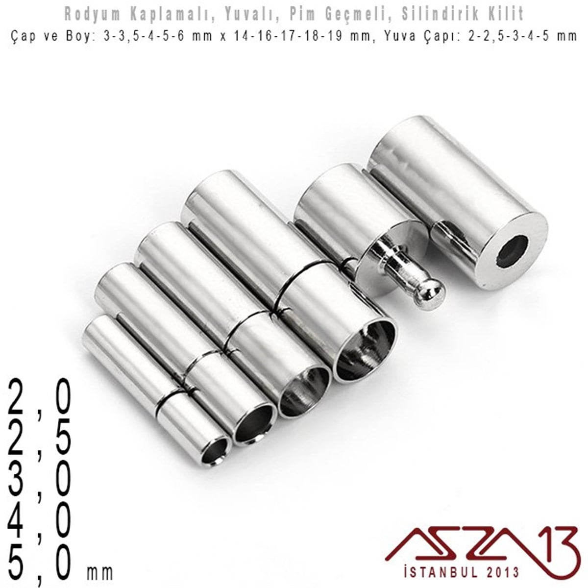 Klipsler, Kilitler, KapamalarTAKI MALZEMEMarkasız2,0/2,5/3,0/4,0/5,0 mm Yuva Çap'lı - Rodyum Kaplama - Pim Geçmeli Kilit / 1 Adet