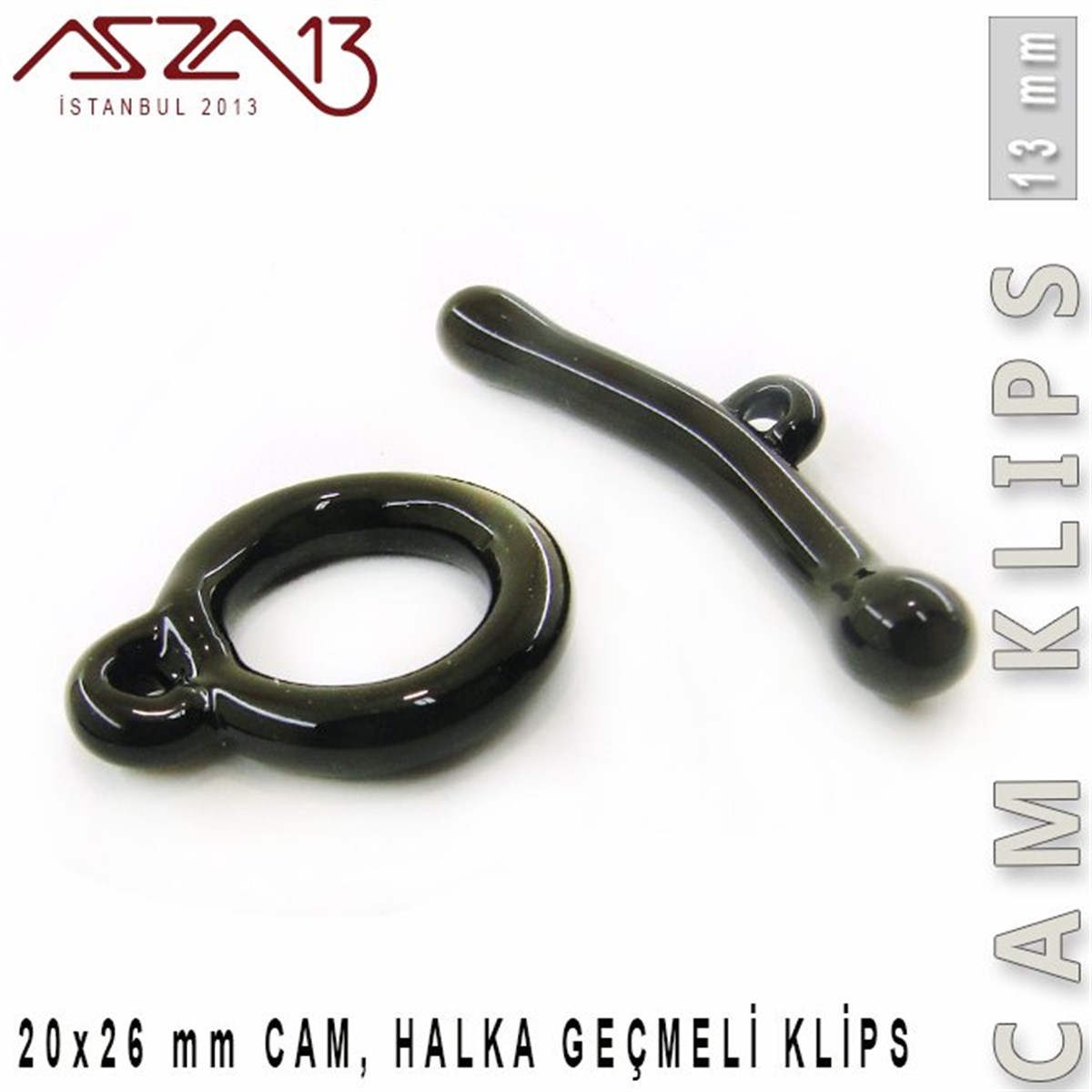 Klipsler, KilitlerTAKI MALZEMEBeadSmithJet, 13 mm, Cam Geçmeli Klips / Paket İçeriği 1 Adet