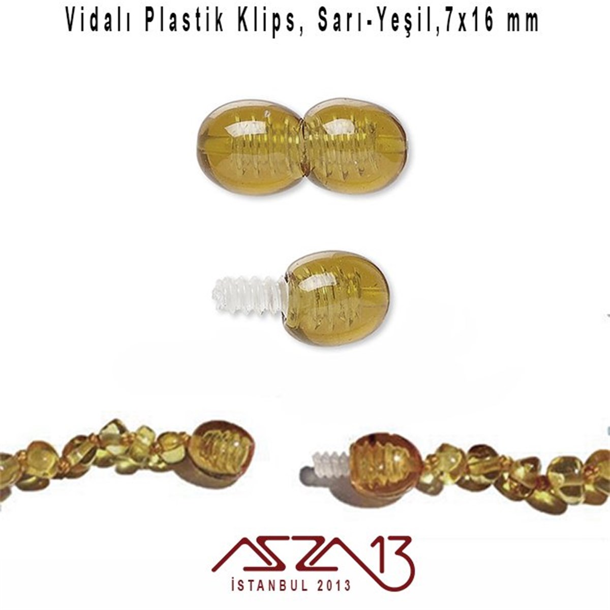 Klipsler, KilitlerTAKI MALZEMEMarkasız16x7 mm, Sarı-Yeşil Plastik Vidalı Klips / Paket İçeriği 1 Adet