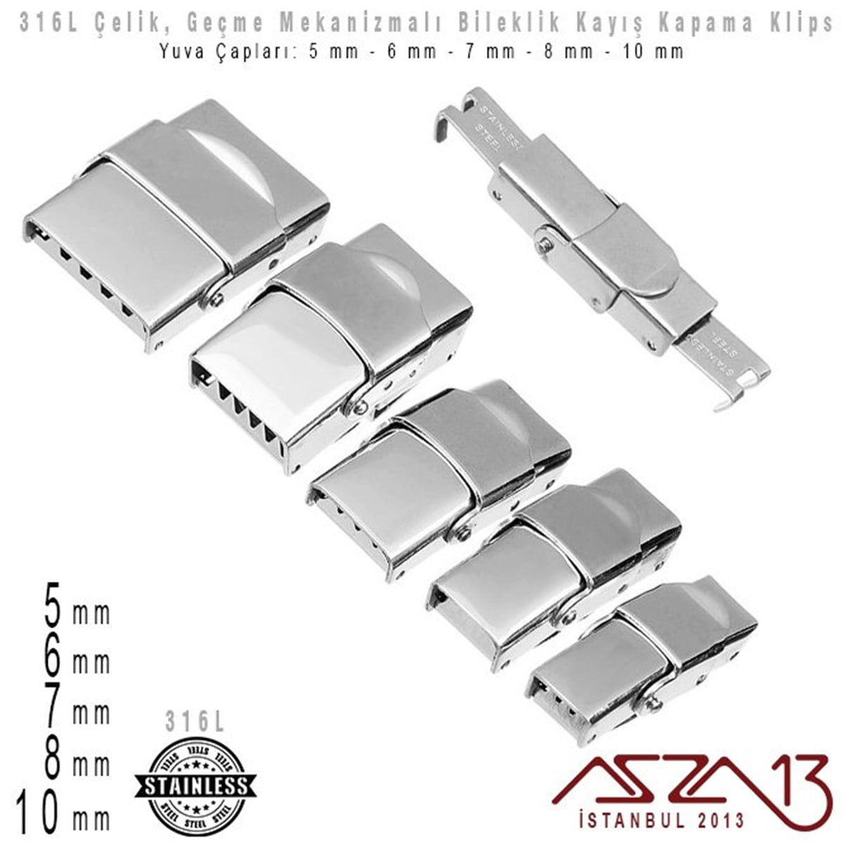 Klipsler, KilitlerTAKI MALZEMEMarkasız316L Çelik - Geçmeli Kapama Kilit (Klips)  - 3x5, 3x6, 3x7, 3x8, 3x10 mm Yuva Çaplı / 1 Adet