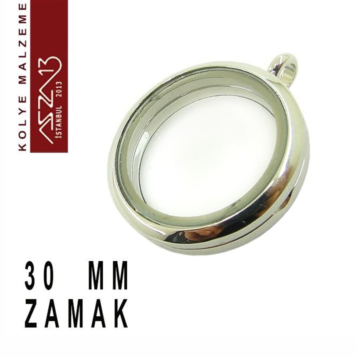 Kolye Ucu (Locket Pendant)TAKI MALZEMEMarkasızRodyum Kapl. Yuvarlak Şekilli Mıknatıs Kilitli Kolye Ucu (Locket Pendant)