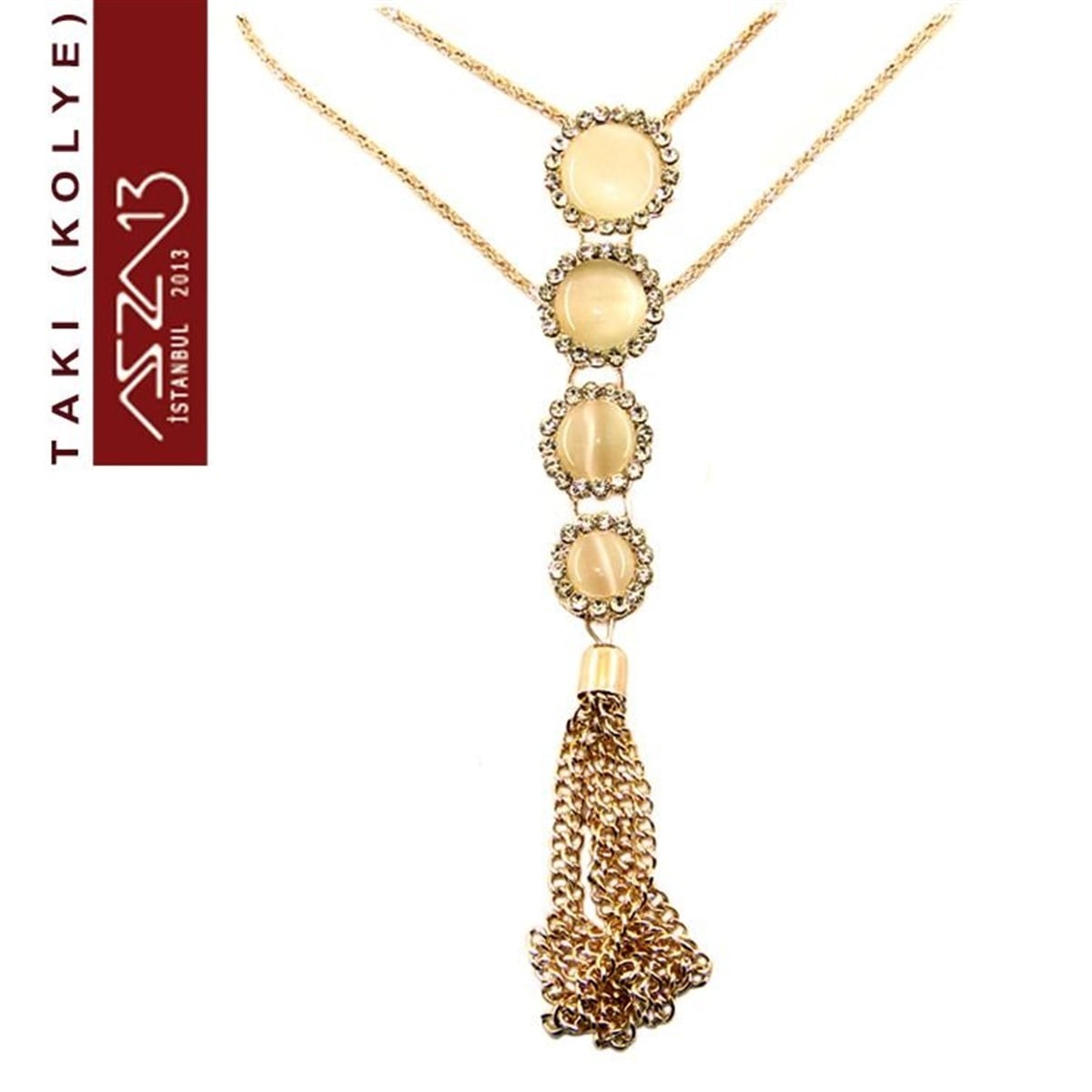 KolyeTAKIMarkasızRose Altın Kaplamalı Sedef Taşlı Kolye (Zincir Boyu 66 cm)