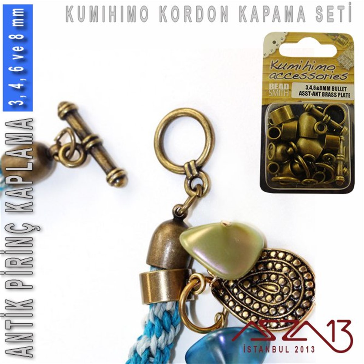 Kordon Sonu Kapsül ve Klips Kapama SetiTAKI MALZEMEBeadSmithAntik Pirinç Kaplamalı, 3,4,6 ve 8 mm Kapsül-Klips Kapama Seti