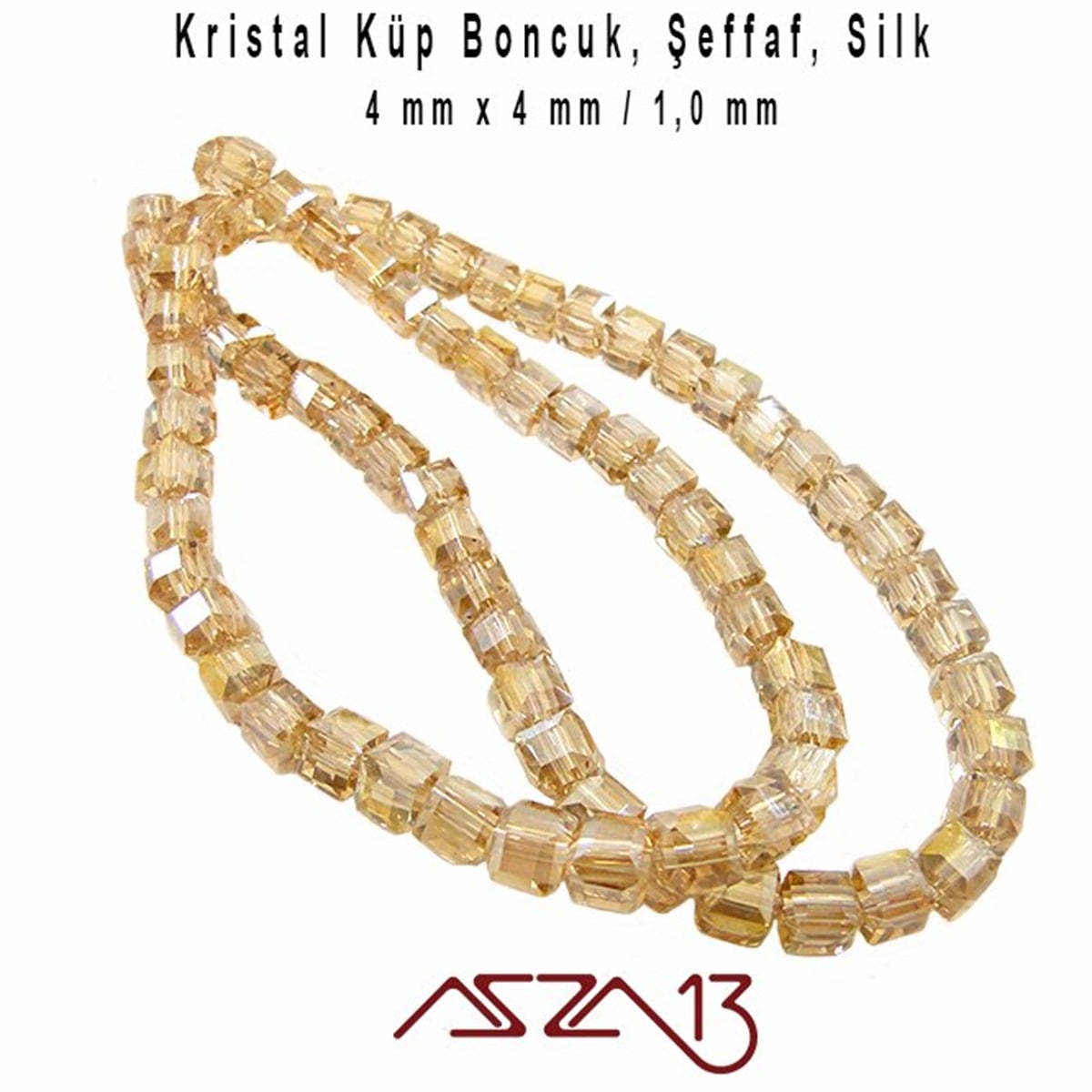 Kristal Küp BoncukBONCUK ve TAŞMarkasız4x4 mm - Kristal - Şeffaf İpek - Küp Boncuk / 95 Adet