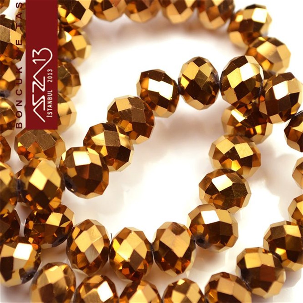 Kristal Rondela BoncukÇin Kristal BoncukMarkasız6x8 mm - Kristal - Metalik Altın - Rondela Boncuk / 70 Adet