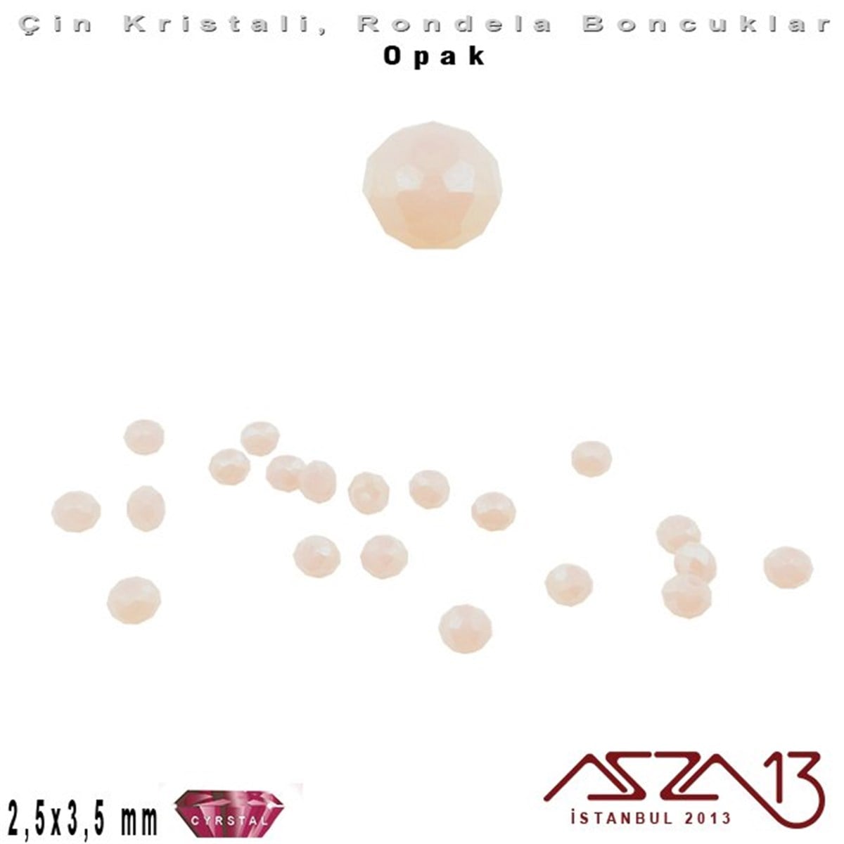 Kristal Rondela BoncukÇin Kristal BoncukMarkasızOpak - 2,5x3,5 mm - Krem - Kristal Rondela Boncuk / 150 Adet