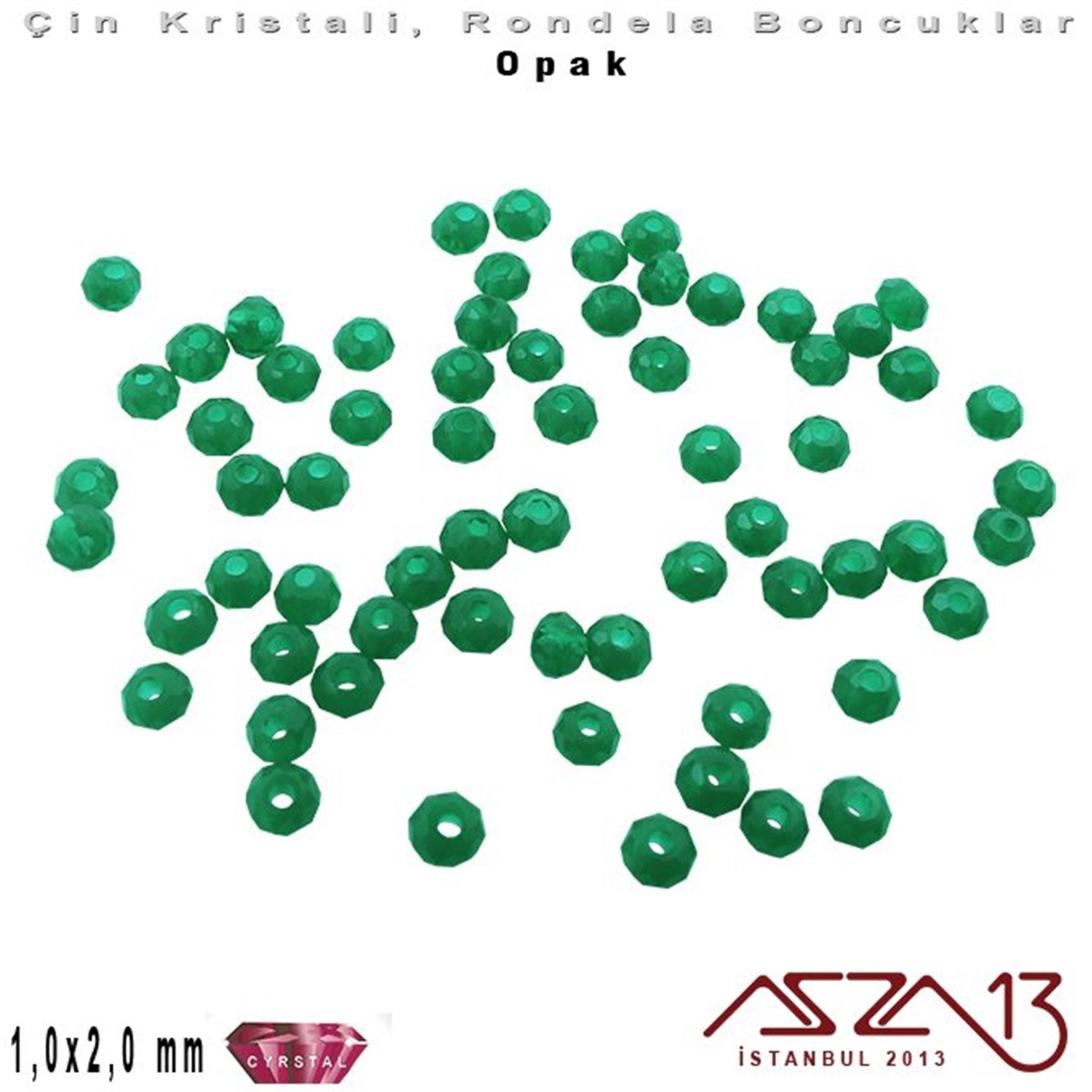 Kristal Rondela BoncukÇin Kristal BoncukMarkasızOpak - 1x2 mm - Koyu Yeşil - Kristal Rondela Boncuk / 210 Adet