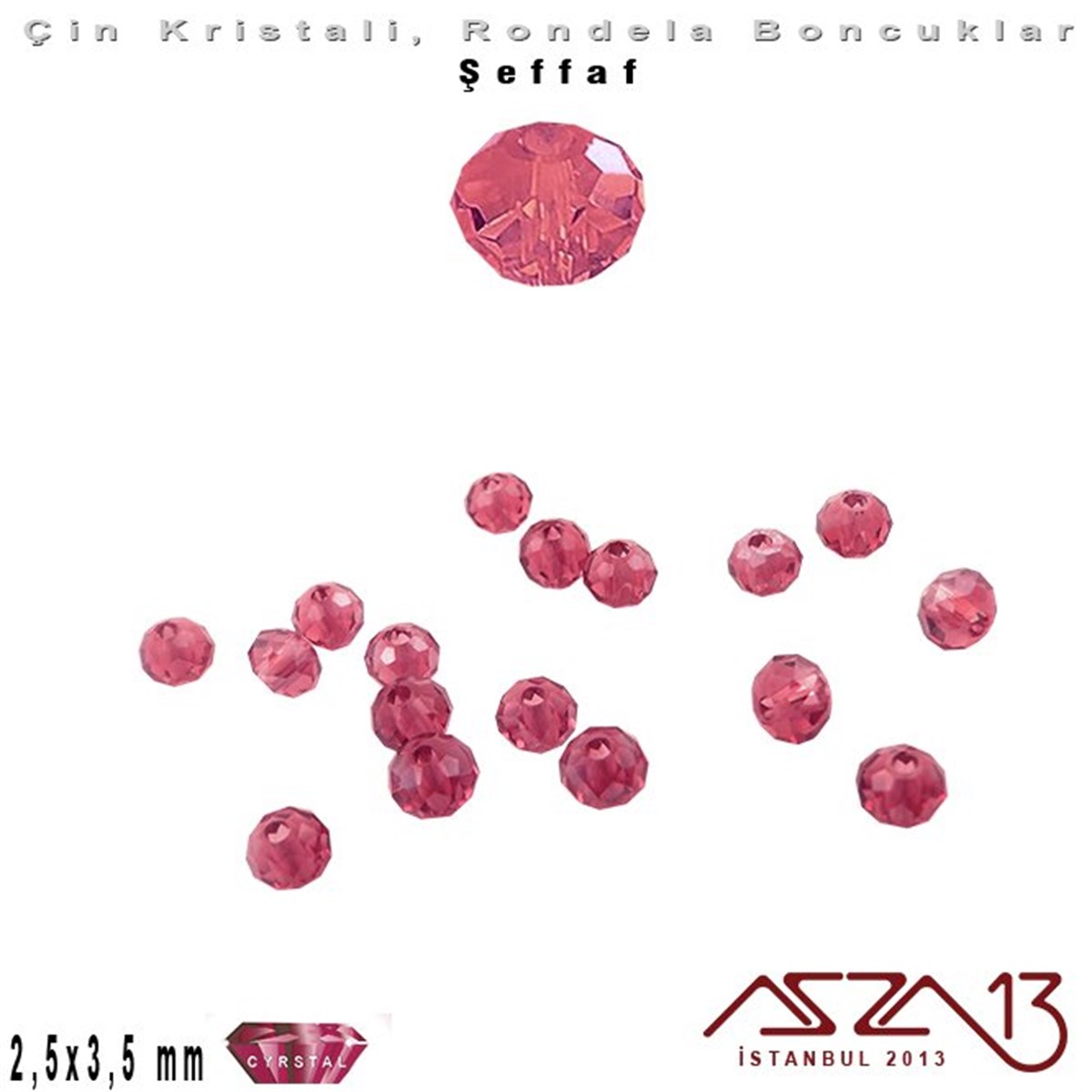 Kristal Rondela BoncukÇin Kristal BoncukMarkasızŞeffaf - 2,5x3,5 mm - Amethyst - Kristal Rondela Boncuk / 150 Adet