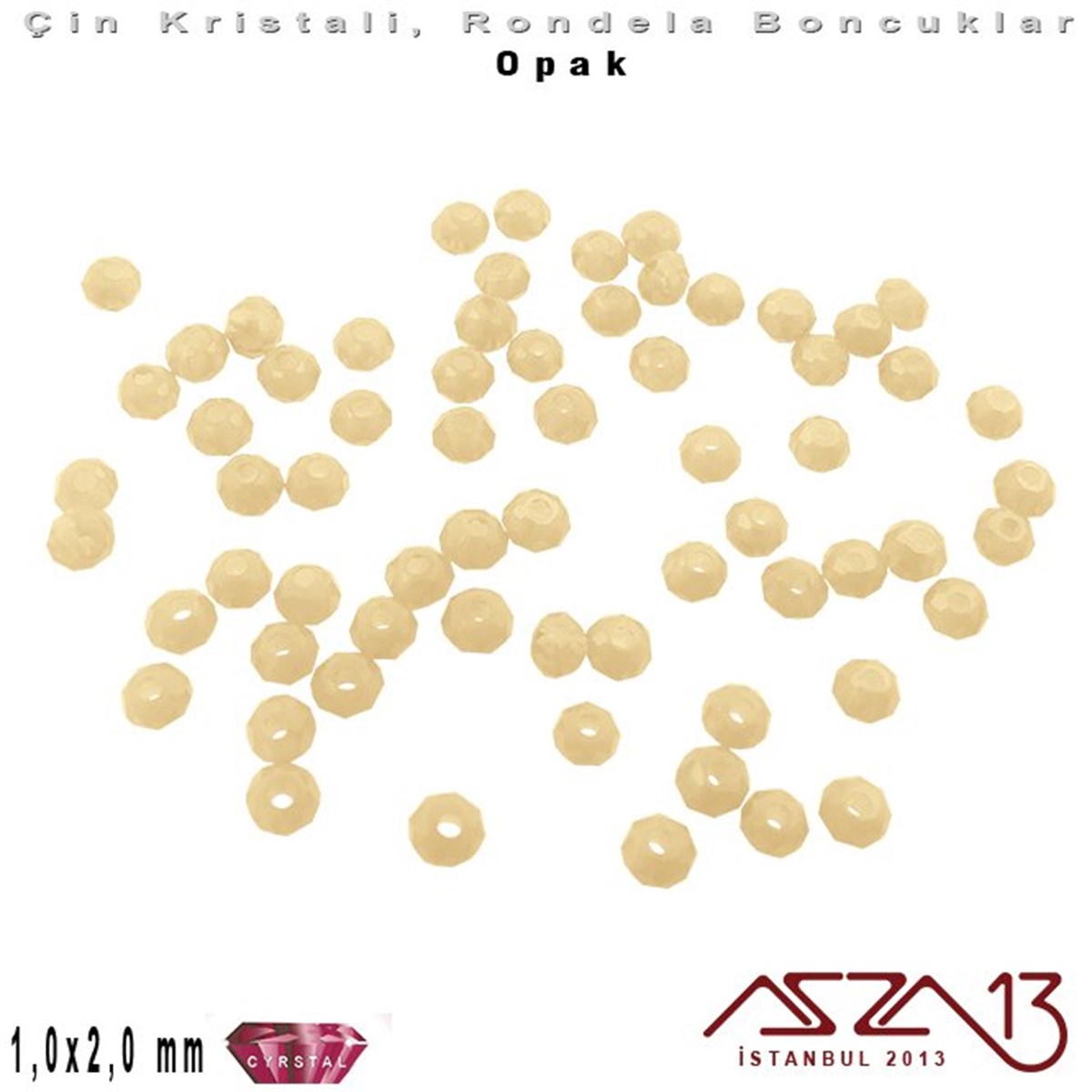 Kristal Rondela BoncukÇin Kristal BoncukMarkasızOpak - 1x2 mm - Krem - Kristal Rondela Boncuk / 210 Adet