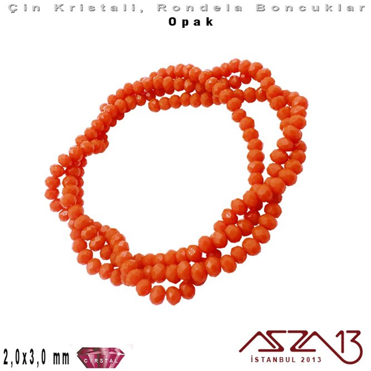 Kristal Rondela BoncukÇin Kristal BoncukMarkasızOpak - 2x3 mm - Turuncu - Kristal Rondela Boncuk / 200 Adet