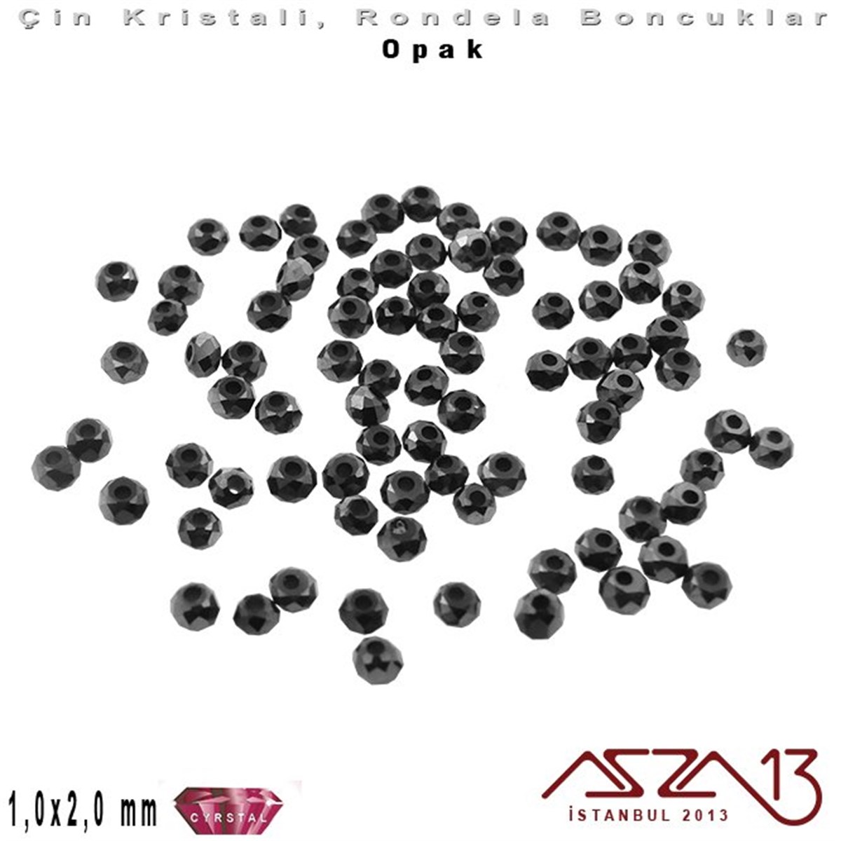 Kristal Rondela BoncukÇin Kristal BoncukMarkasızOpak - 1x2 mm - Siyah - Kristal Rondela Boncuk / 210 Adet