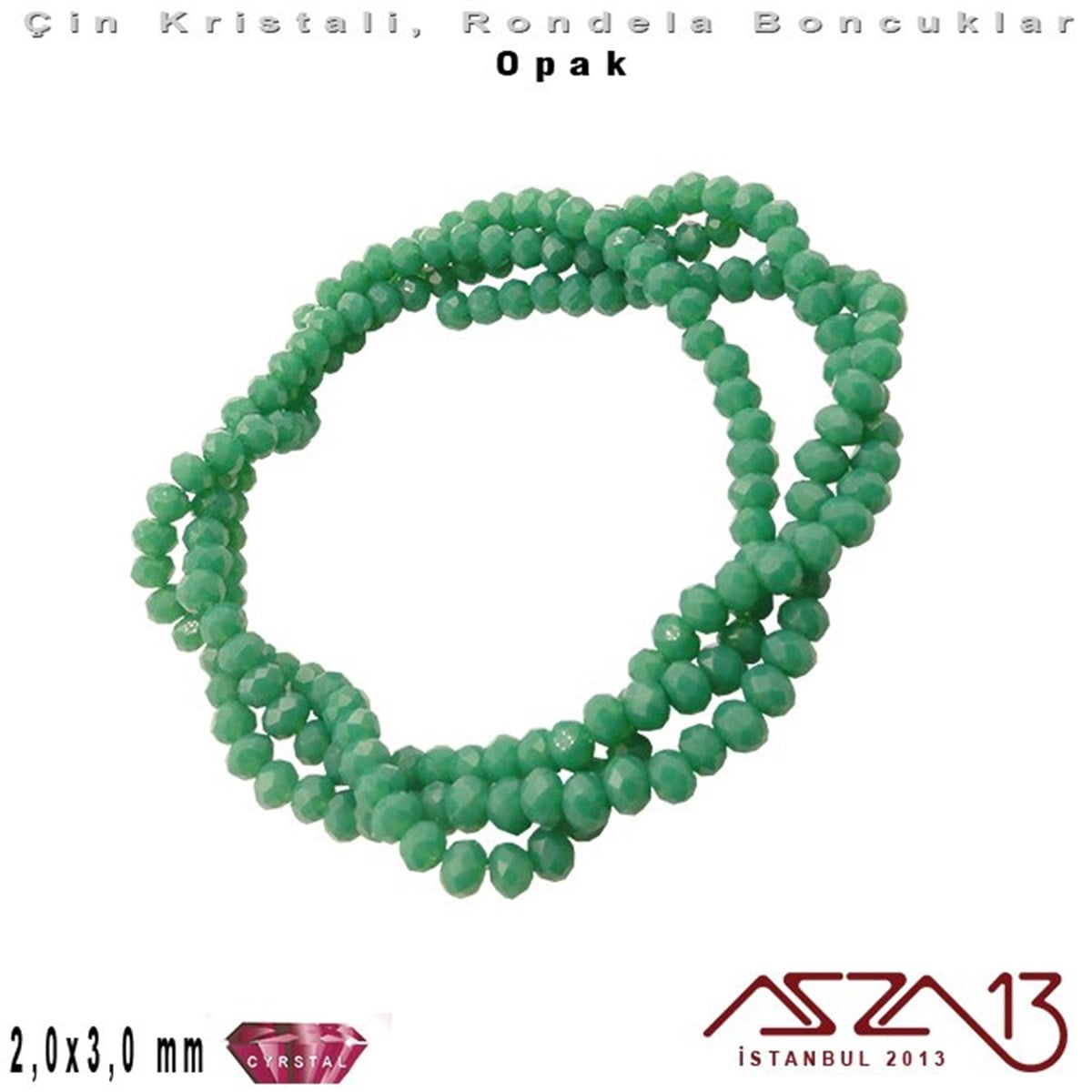 Kristal Rondela BoncukÇin Kristal BoncukMarkasızOpak - 2x3 mm - Camgöbeği - Kristal Rondela Boncuk / 200 Adet