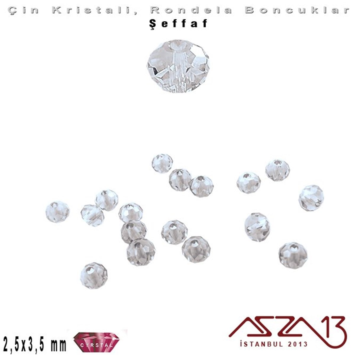 Kristal Rondela BoncukÇin Kristal BoncukMarkasızŞeffaf - 2,5x3,5 mm - Gri - Kristal Rondela Boncuk / 150 Adet