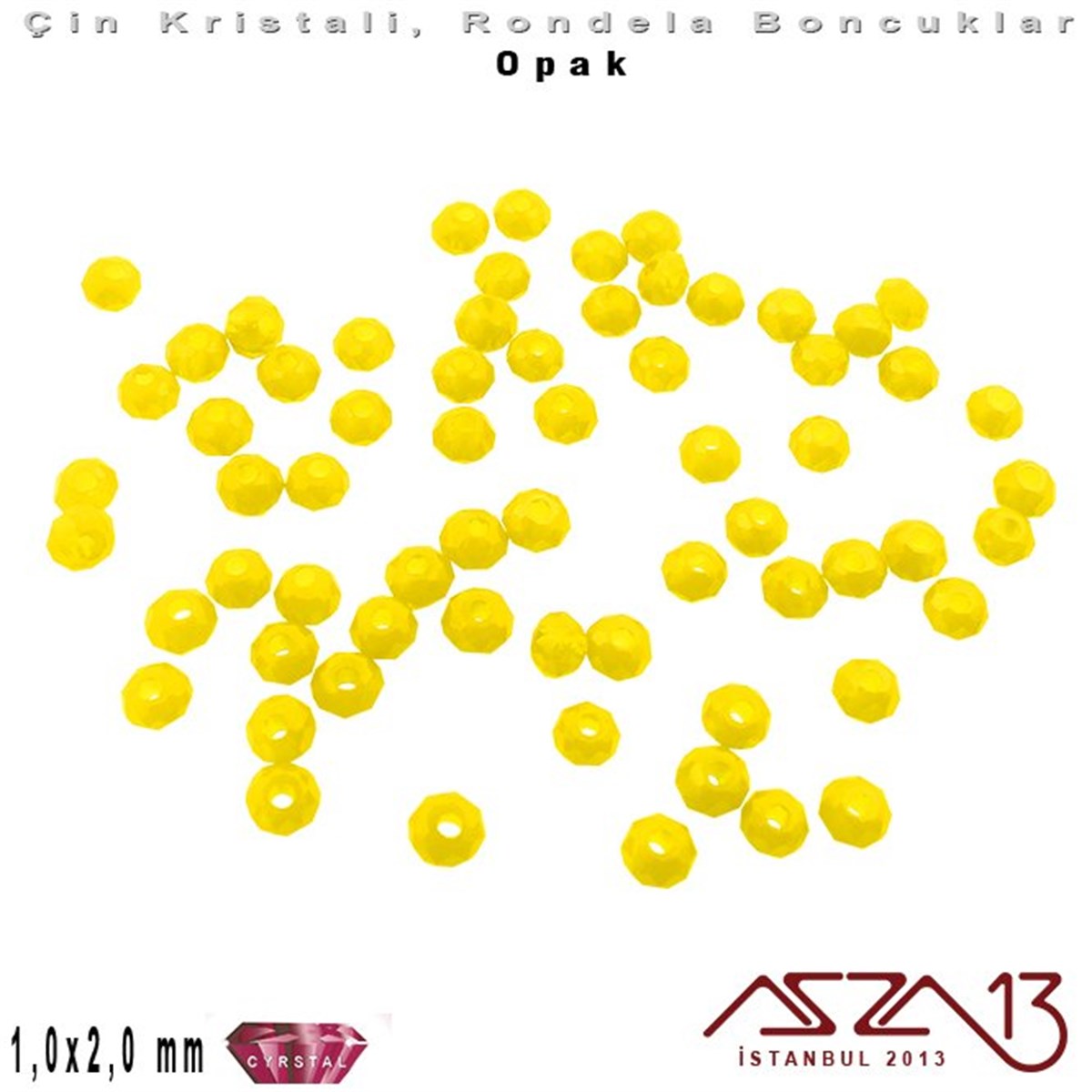 Kristal Rondela BoncukÇin Kristal BoncukMarkasızOpak - 1x2 mm - Sarı - Kristal Rondela Boncuk / 210 Adet