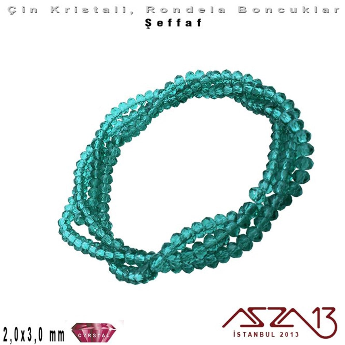 Kristal Rondela BoncukÇin Kristal BoncukMarkasızŞeffaf - 2x3 mm - Neft Açık Mavi - Kristal Rondela Boncuk / 200 Adet
