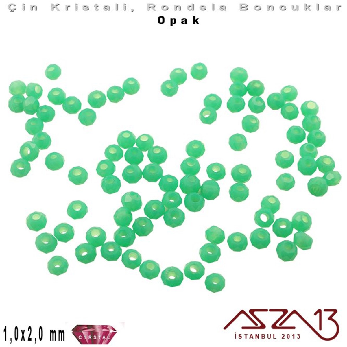 Kristal Rondela BoncukÇin Kristal BoncukMarkasızOpak - 1x2 mm - Turkuaz Yeşil - Kristal Rondela Boncuk / 210 Adet