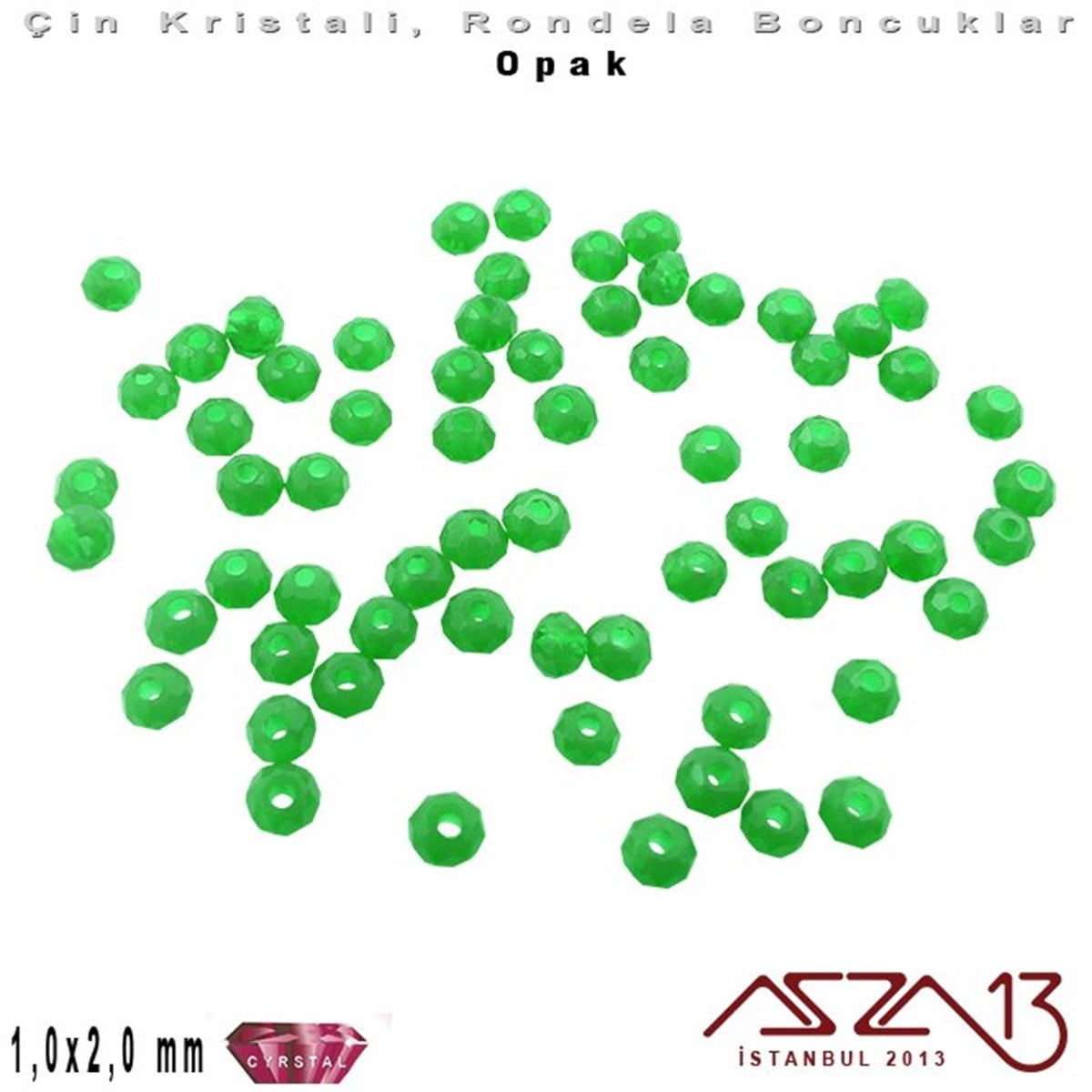 Kristal Rondela BoncukÇin Kristal BoncukMarkasızOpak - 1x2 mm - Çimen Yeşil - Kristal Rondela Boncuk / 210 Adet
