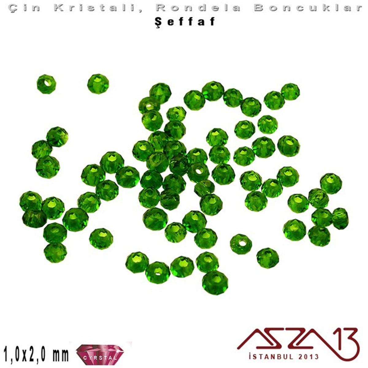 Kristal Rondela BoncukÇin Kristal BoncukMarkasızŞeffaf - 1x2 mm - Koyu Yeşil - Kristal Rondela Boncuk / 210 Adet