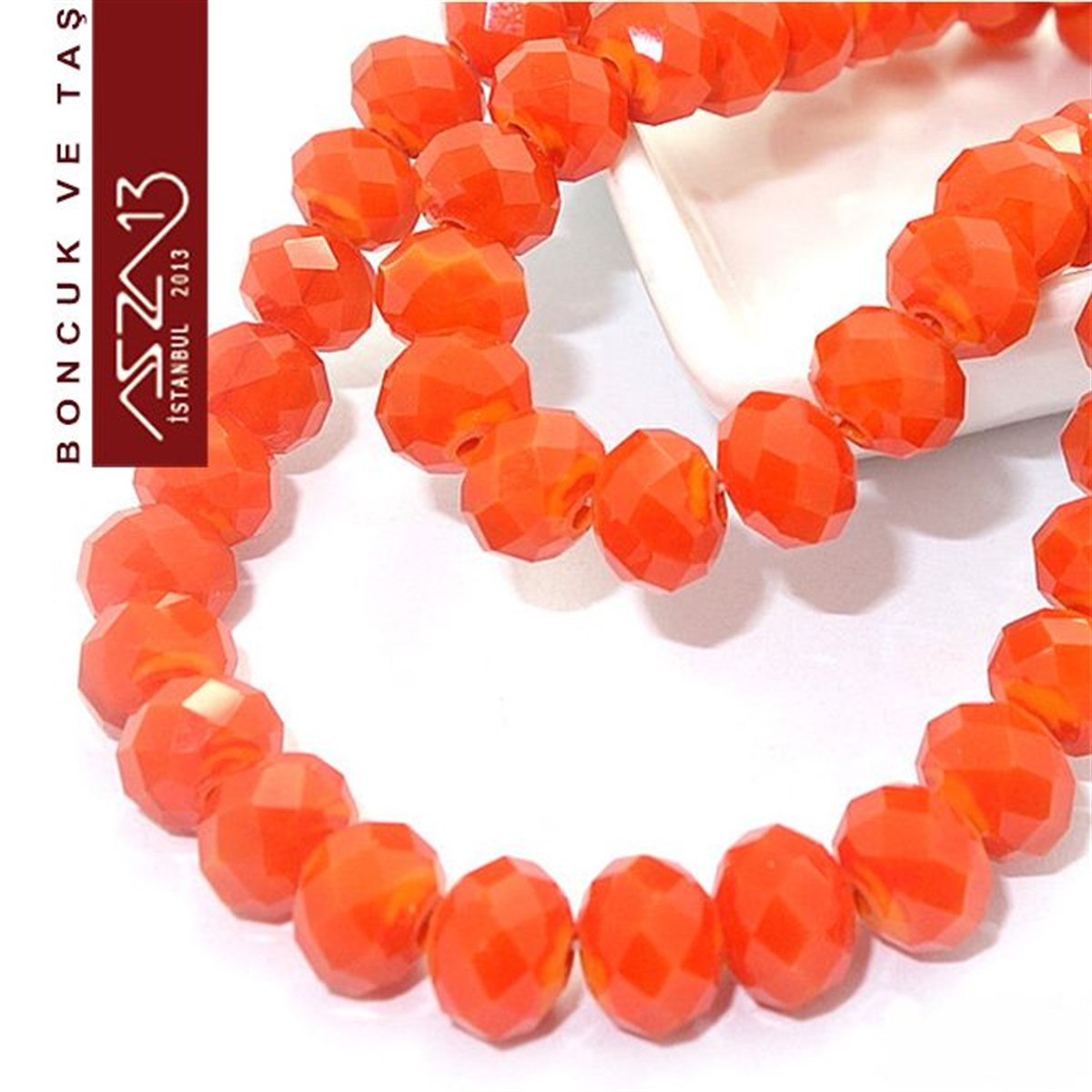 Kristal Rondela BoncukÇin Kristal BoncukMarkasız6x8 mm  -Kristal - Opak Turuncu - Rondela Boncuk / 70 Adet