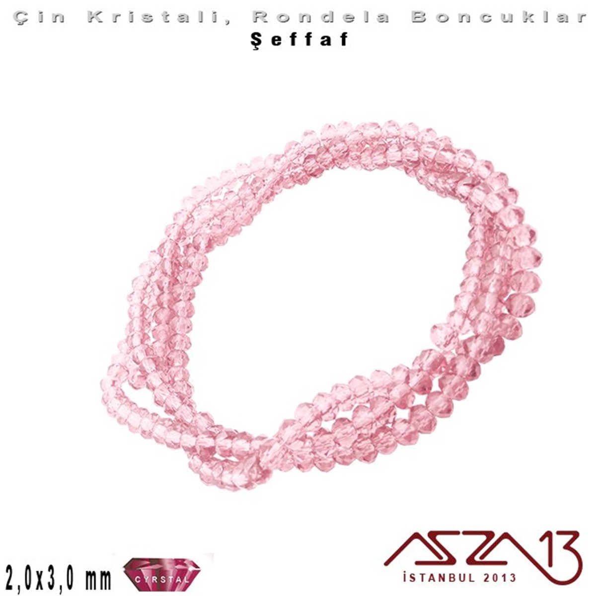 Kristal Rondela BoncukÇin Kristal BoncukMarkasızŞeffaf - 2x3 mm - Şeker Pembe - Kristal Rondela Boncuk / 200 Adet