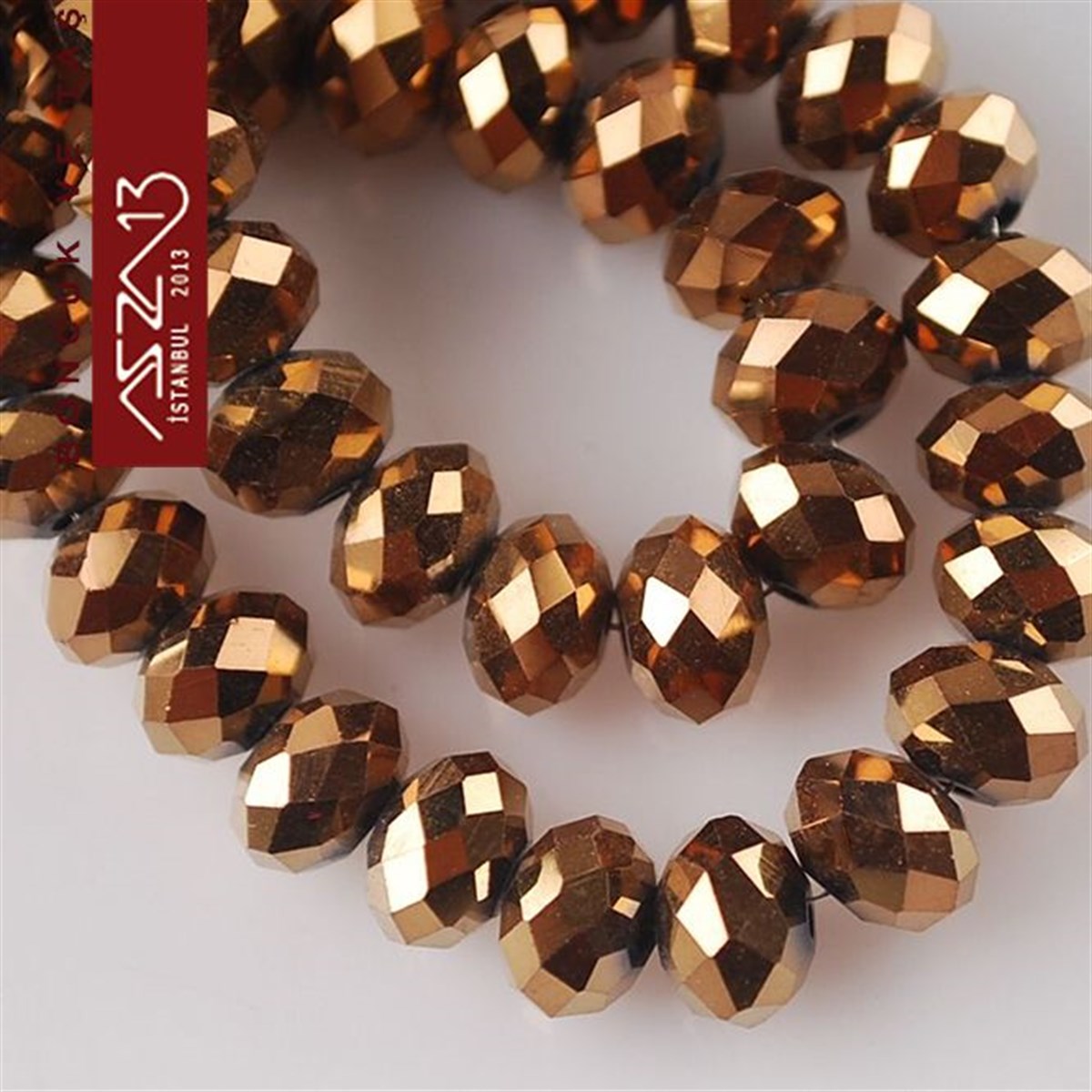 Kristal Rondela BoncukÇin Kristal BoncukMarkasız6x8 mm - Kristal - Metalik Bronz - Rondela Boncuk / 70 Adet