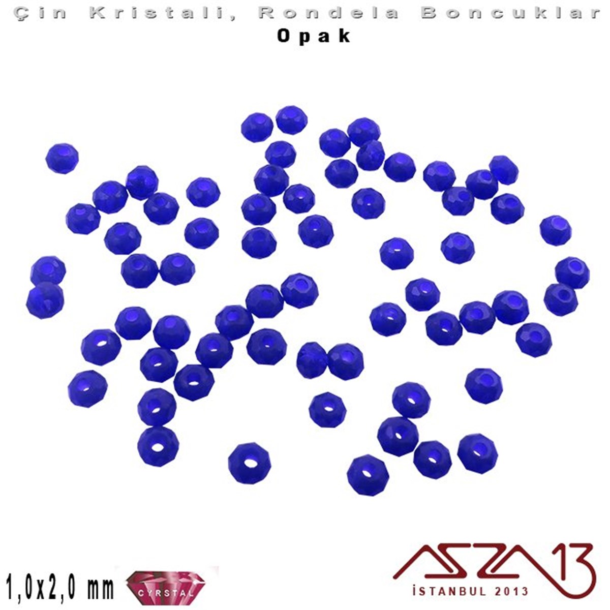 Kristal Rondela BoncukÇin Kristal BoncukMarkasızOpak - 1x2 mm - Royal Mavi - Kristal Rondela Boncuk / 210 Adet