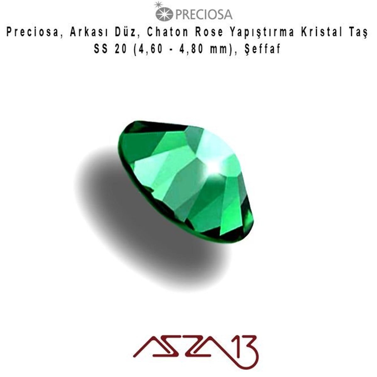 Kristal Taş (Flatback)Kristal TaşPreciosaSS20 Chaton Rose (4,7 mm) Altı Düz Yapıştırma Emerald, Kristal Taş  / Paket İçeriği 36 Adet