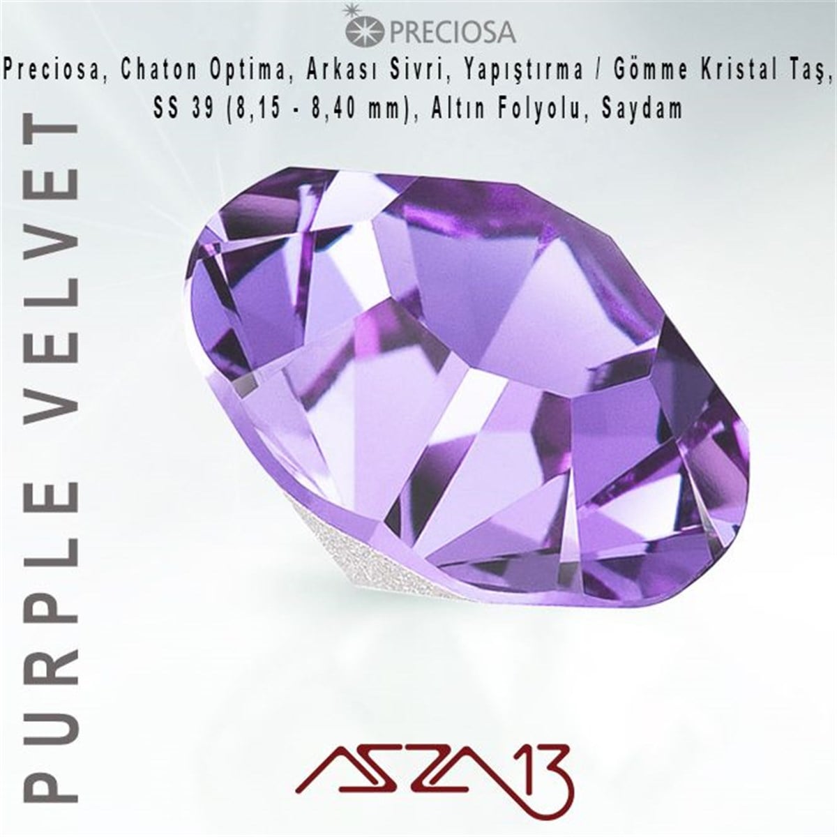 Kristal Taş (Flatback)Kristal TaşPreciosaSS39 Optima (8,3 mm) Altı Sivri Purple Velvet Kristal Taş  / Paket İçeriği 9 Adet