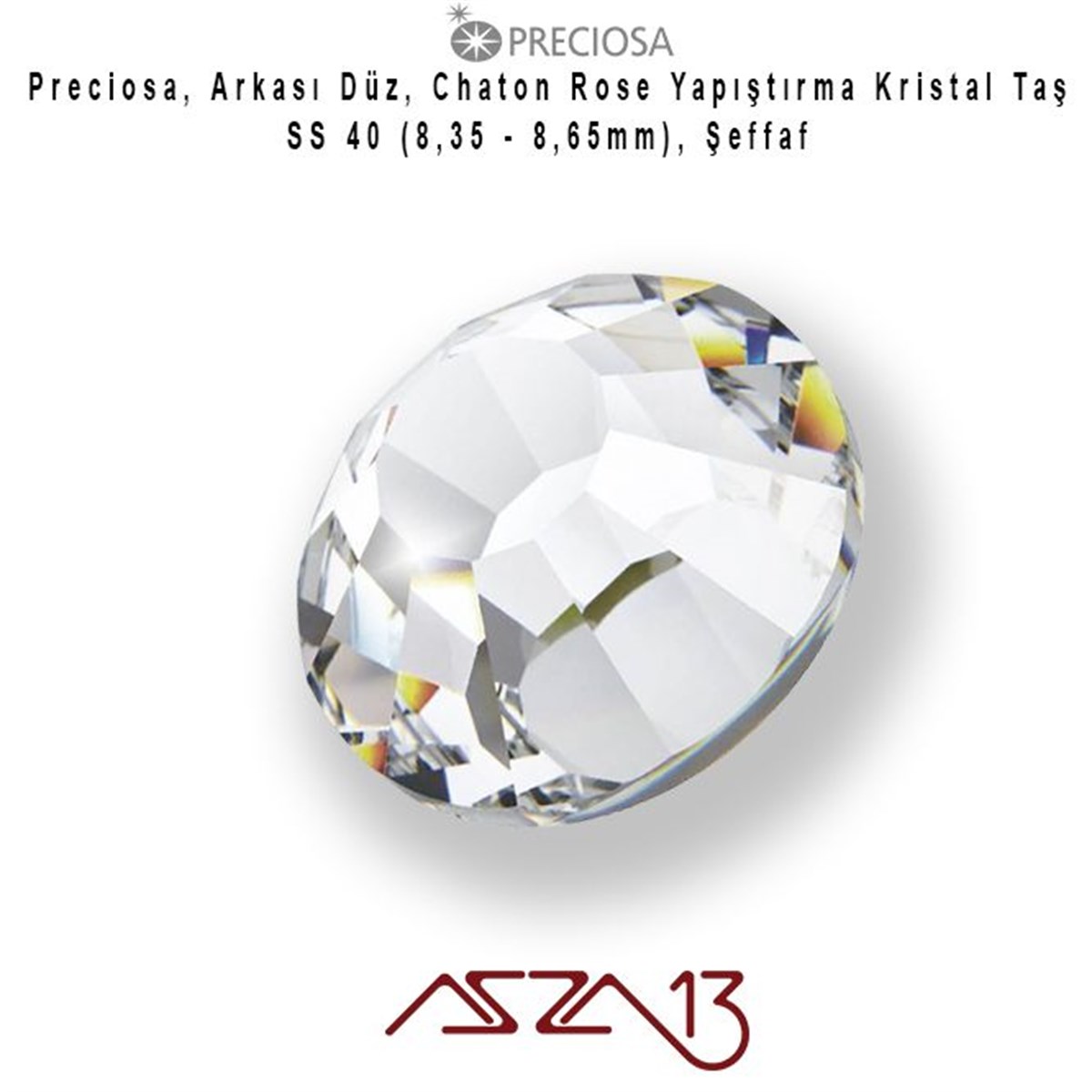 Kristal Taş (Rhineston)Kristal TaşPreciosaSS40 Chaton Rose (8,4 mm) Altı Düz Yapıştırma Crystal Kristal Taş  / Paket İçeriği 10 Adet